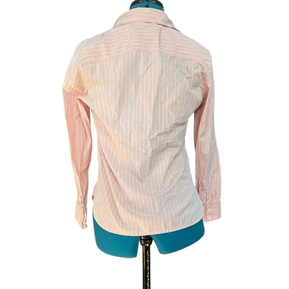 GAP 90s Poplin Old Money Pinstripe Front Button Up Long Sleeve Shirt VV - Picture 2 of 3